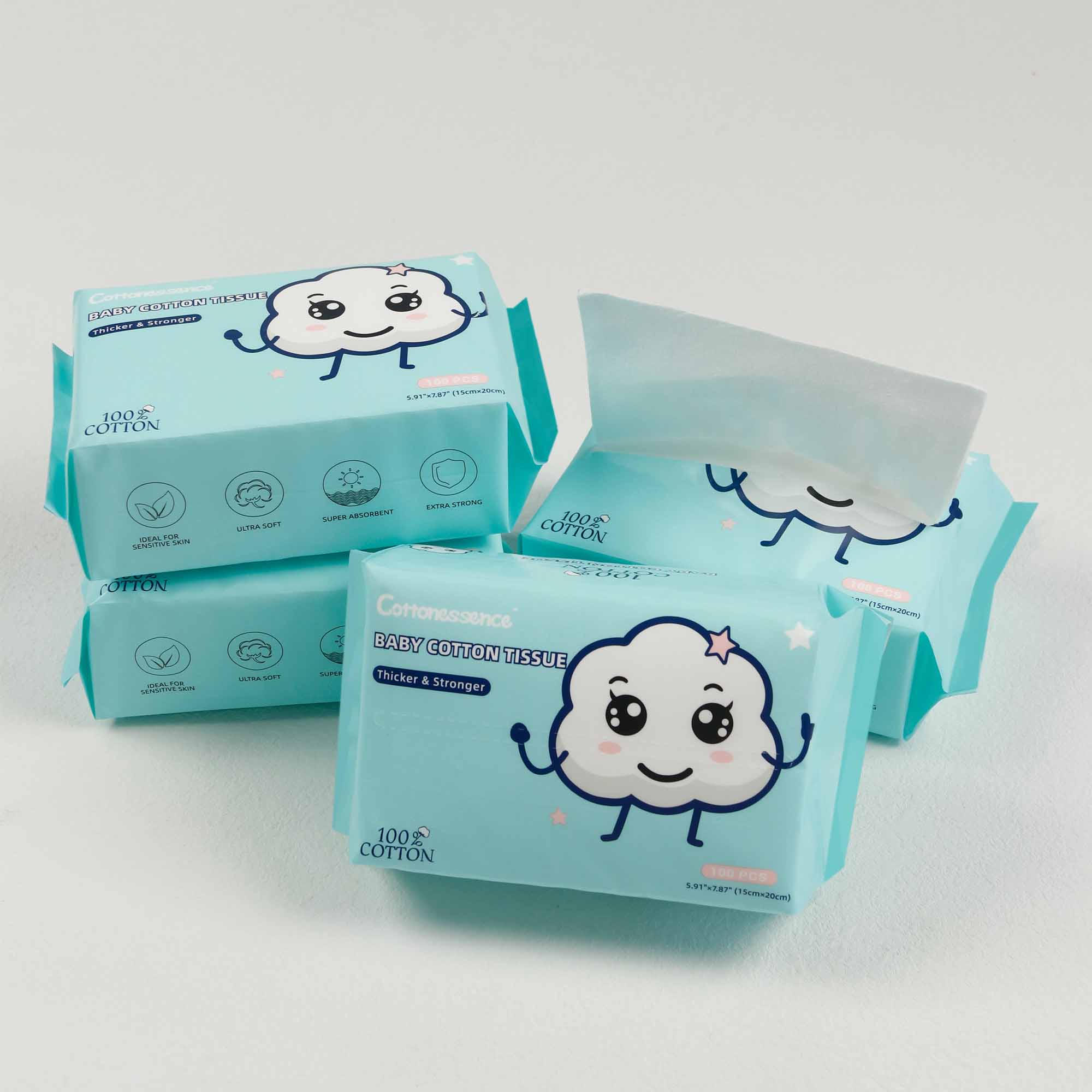 Cottonessence Disposable Soft Baby 100% Pure Cotton Tissue